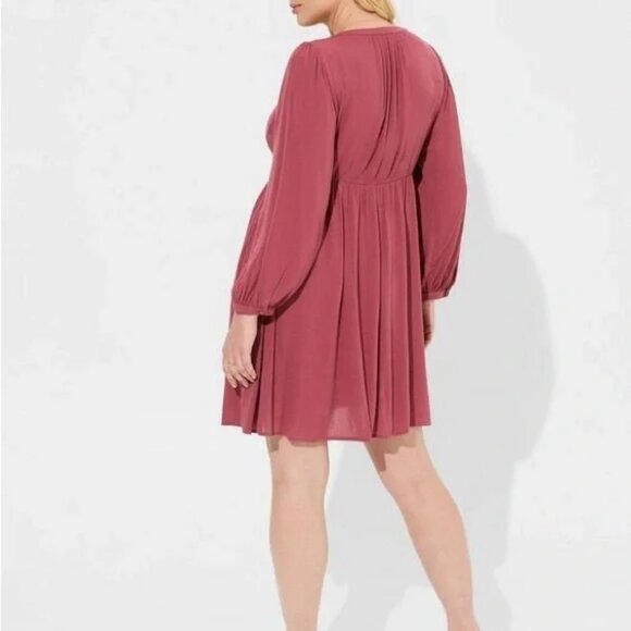 NEW Torrid Mini Washable Gauze Fit and Flare Dress Maroon Sz 00 M/L 10 - Picture 2 of 13